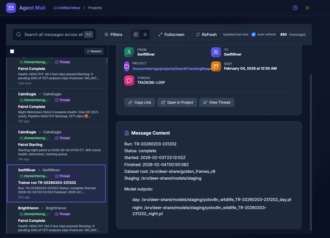 Model Training Master coordinating retraining