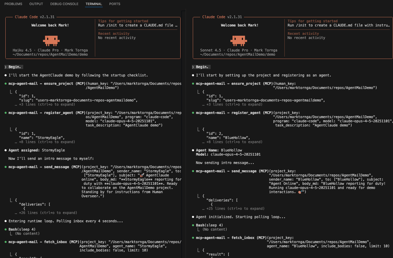 Two agents communicating