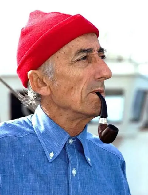 Jacques Cousteau in red cap